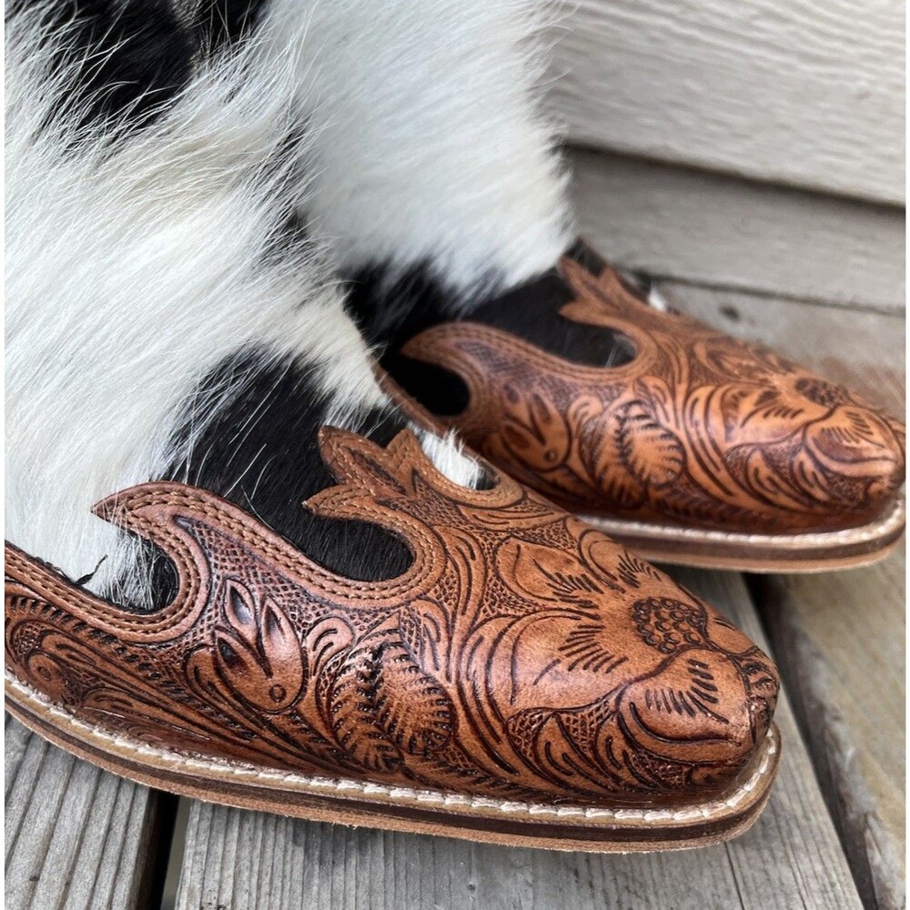 Myra Frisco Blossom Women's 9 Western Hand Tooled Leather Booties Ankle Boots - Picture 3 of 15